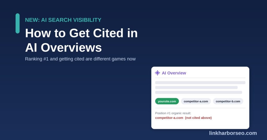 mock google ai overview showing a cited website versus an uncited number one ranking result