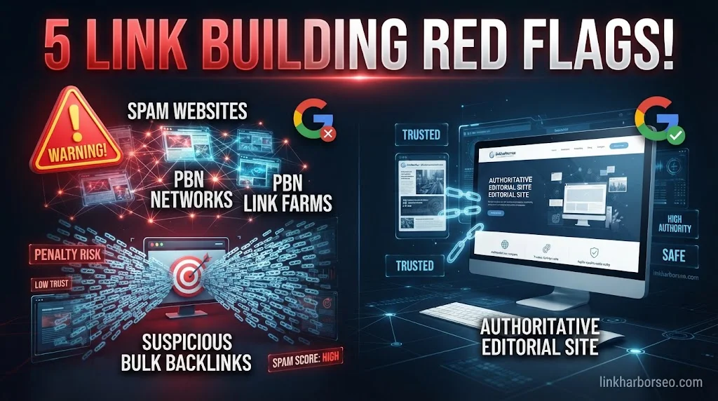 What are red flags in link building packages?