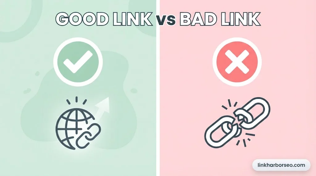 Good Backlink vs Bad Backlink Comparison Guide | LinkHarborSEO